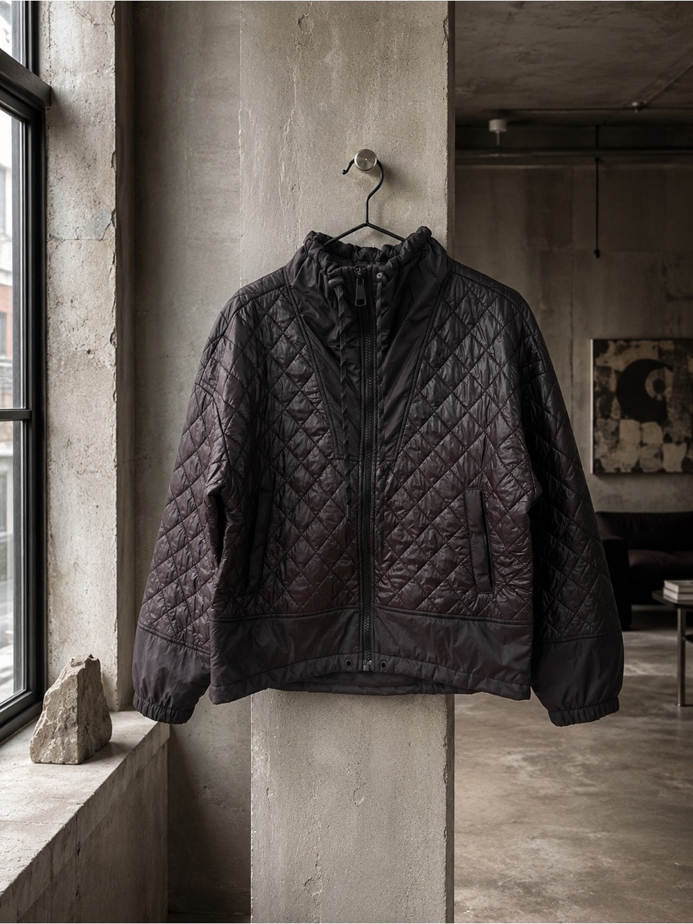 Thin Black Quilted Lolé All-Season Bomber Jacket